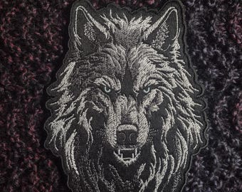 Embroidered  Wolf Patch/ Sew on or Iron on
