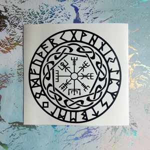 Vegvisir talismano vichingo bussola runa Asatru bordo celtico pagano pagano vinile adesivo paraurti finestra portatile