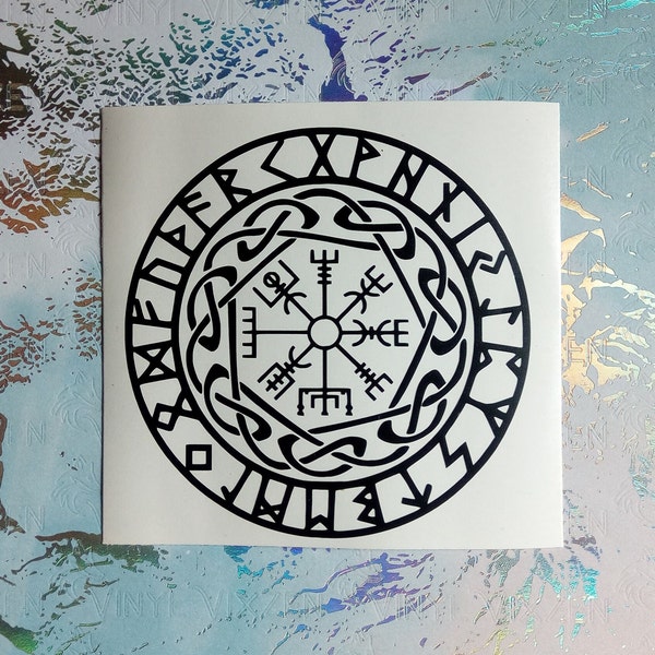 Vegvisir Talisman Viking Compass Asatru Rune Celtic Border Pagan Heathen Vinyl Decal Bumper Sticker Window Laptop