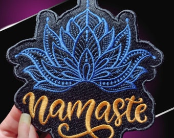 Namaste Embroidered Patch | Lotus Patch | Lotus Flower | Spiritual Sew On/ Iron On Patch | One of a kind embroidered patch