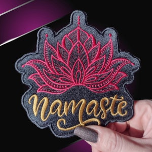 Namaste Embroidered Patch | Lotus Patch | Lotus Flower | Spiritual Sew On/ Iron On Patch | One of a kind embroidered patch