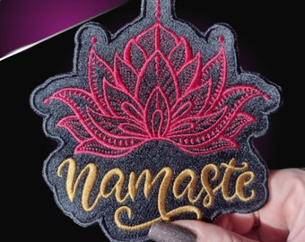 Namaste Embroidered Patch | Lotus Patch | Lotus Flower | Spiritual Sew On/ Iron On Patch | One of a kind embroidered patch