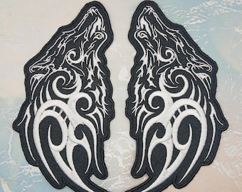 Celtic Wolf Embroidered Patch | Odin's Wolves Patches | Viking Patch Sew on/ Iron On patch | Geri Freki Pair of Patches