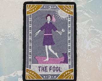Geborduurde tarotkaartpatch | Tarotkaart Grote Arcana | The Fool naai-/strijkpatch