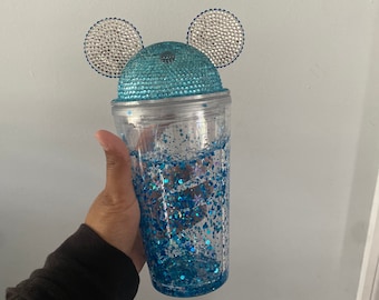 Mickey Mouse snow globe tumbler glitter rhinestones