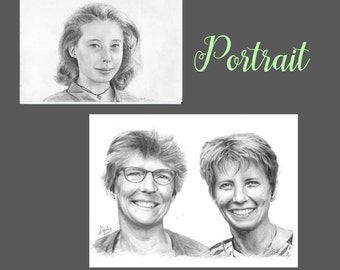 Drawing Portrait/Human/Pencil/Personalized Gift/Commissioned Drawing/Family/Friends