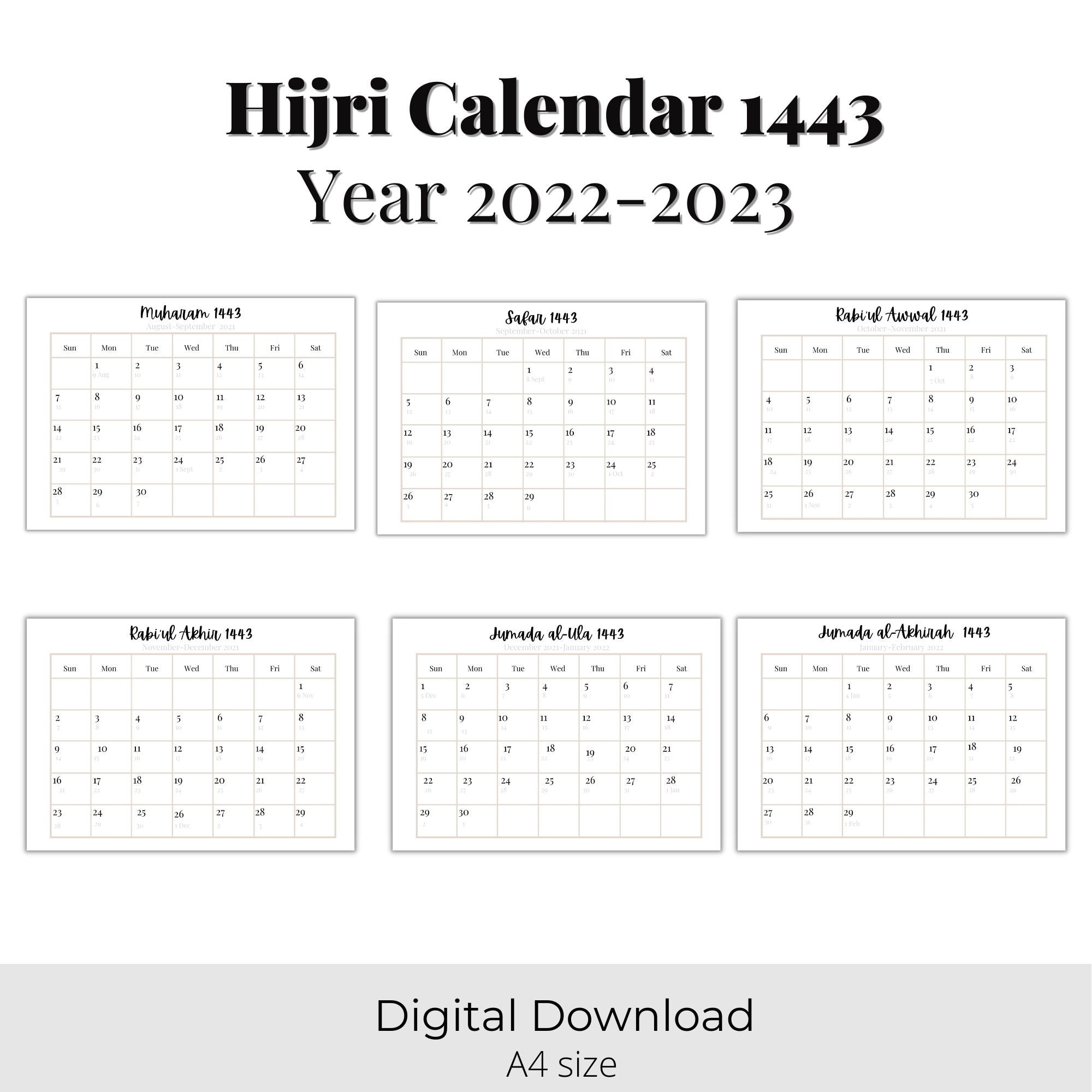 Исламский календарь 2023. Months in Islamic Calendar. Islamic Calendar.