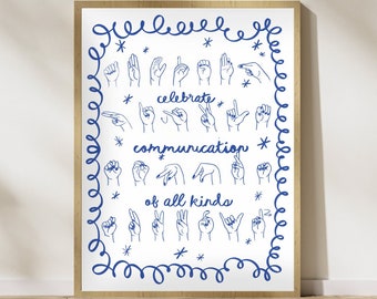 ASL Alphabet Poster: Hand-Drawn Sign Language Art (Digital Download)