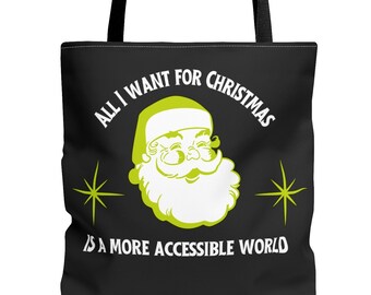 Disability Affirming Christmas Tote Bag - Speech Language Pathologist Gift - Accessible - Diversity, Equity, Inclusion - Autism Christmas