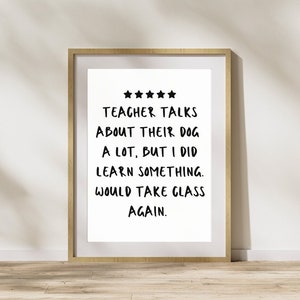 5 Star Teacher Poster - Funny Classroom Posters - Math Class Decor - High School Teacher Gift - English Class Poster- Middle School Wall Art