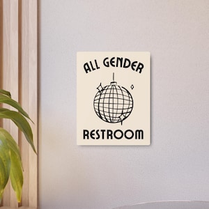 All Gender Restroom Sign: Inclusive Business Signage, Disco Ball Design