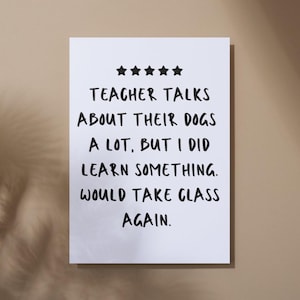 5 Star Teacher Poster - Funny Classroom Posters - Dog Classroom Decor - High School Teacher - English Class Poster- Middle School Wall Art