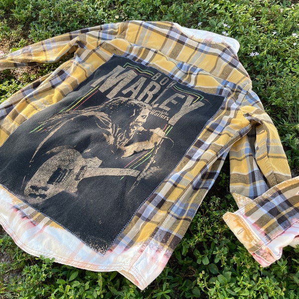 Vintage Reworked Distressed Repurposed Custom Unisex Flannel Shirt