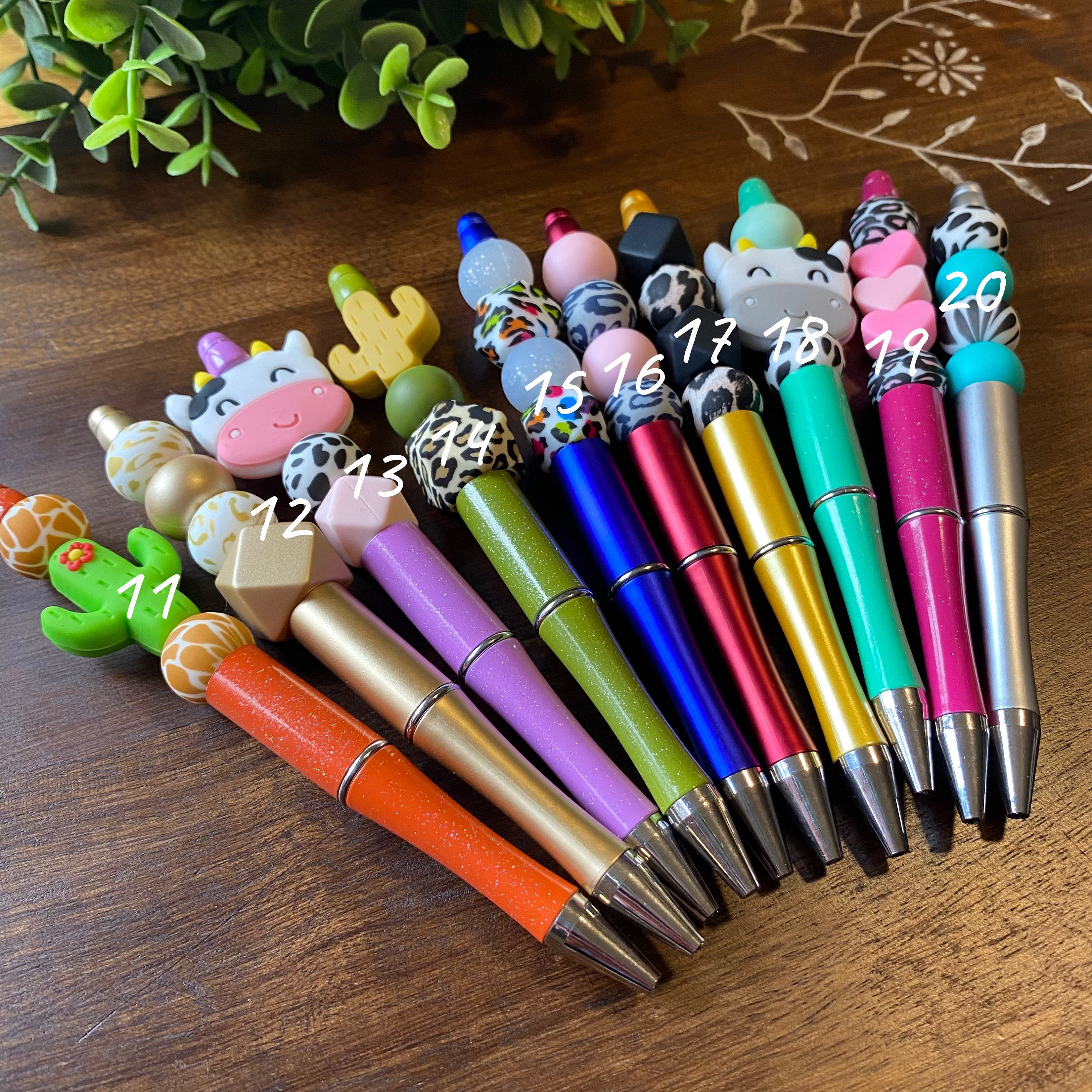 Cow Pen Silicone Beaded Pen Cow Cute Sensory Beads Silicone Beaded