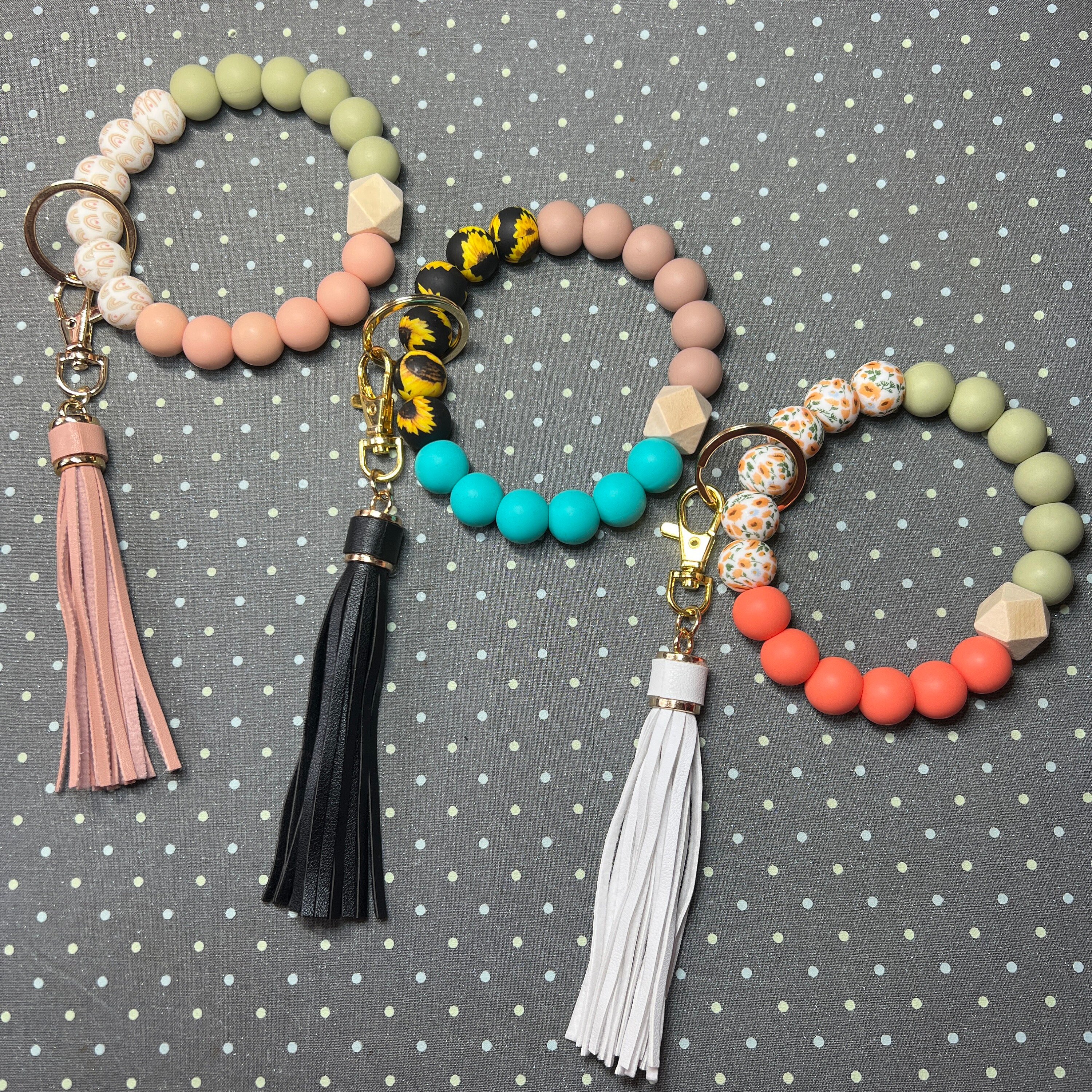 WEWAYSMILE Wristlet Keychain – Silicone Beaded Bracelet With Tassel – Bohemian Style Keychain For Women & Girls - View #9