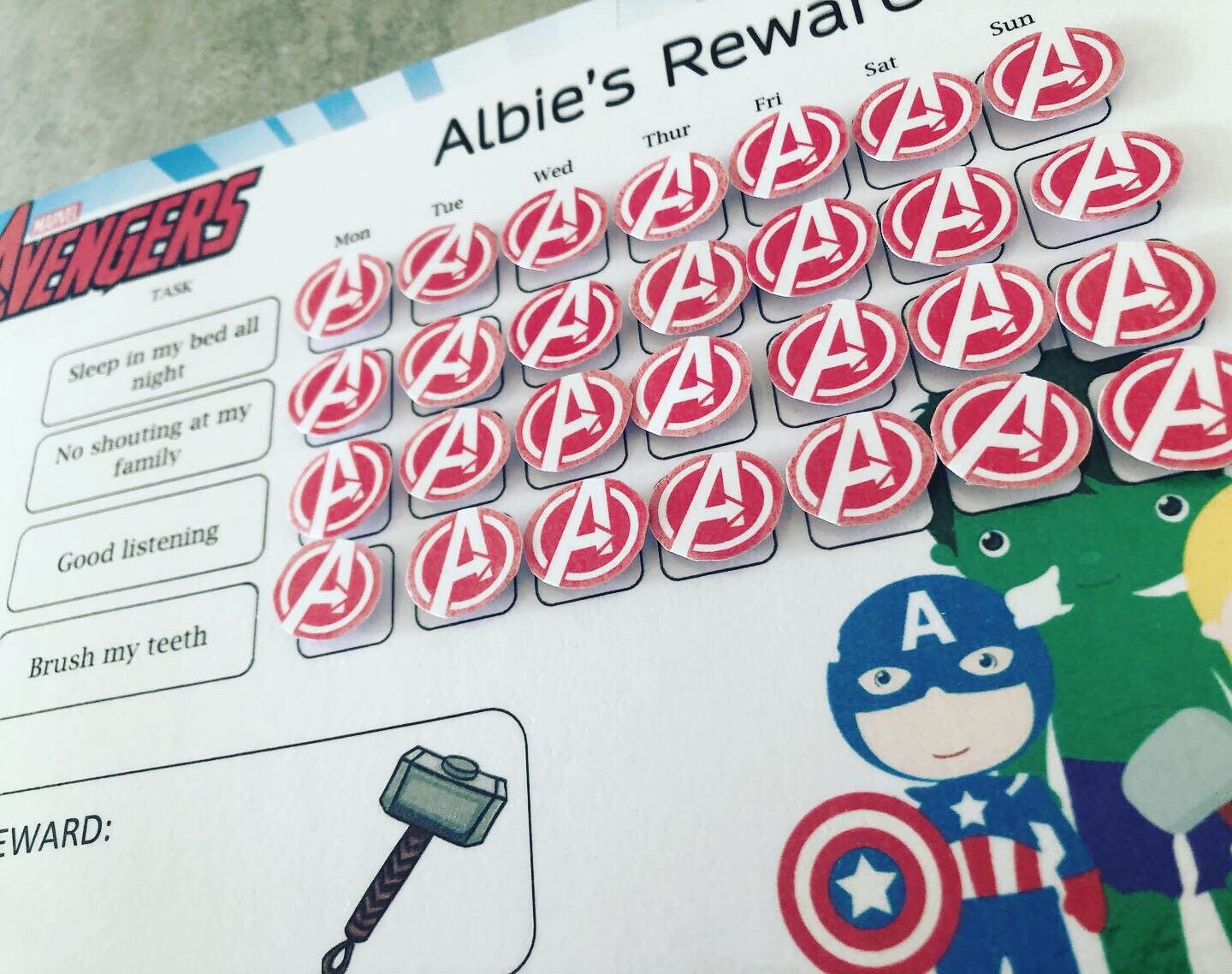 Avengers Reward Chart Etsy