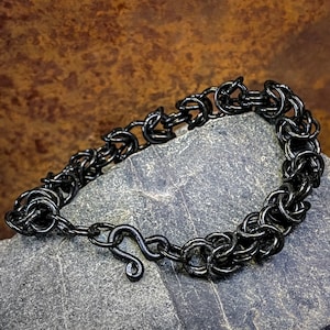 Handcrafted Woven Iron Rings Braided Viking Chain Bracelet Norse Jewelry