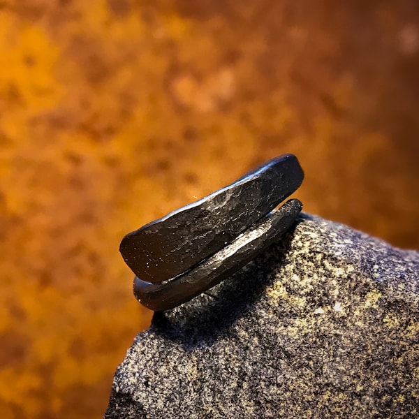 Handcrafted Elegant Iron Viking Ring Forged Norse Jewelry