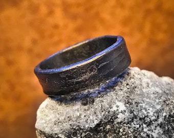 Rustic Elegant Viking Forged Iron Ring Norse Jewelry