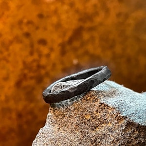 Rustic Minimalistic Viking Forged Iron Ring Norse Jewelry