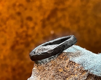 Rustic Minimalistic Viking Forged Iron Ring Norse Jewelry