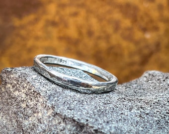 Rustic Minimalistic Viking Forged Silver Ring Norse Jewelry