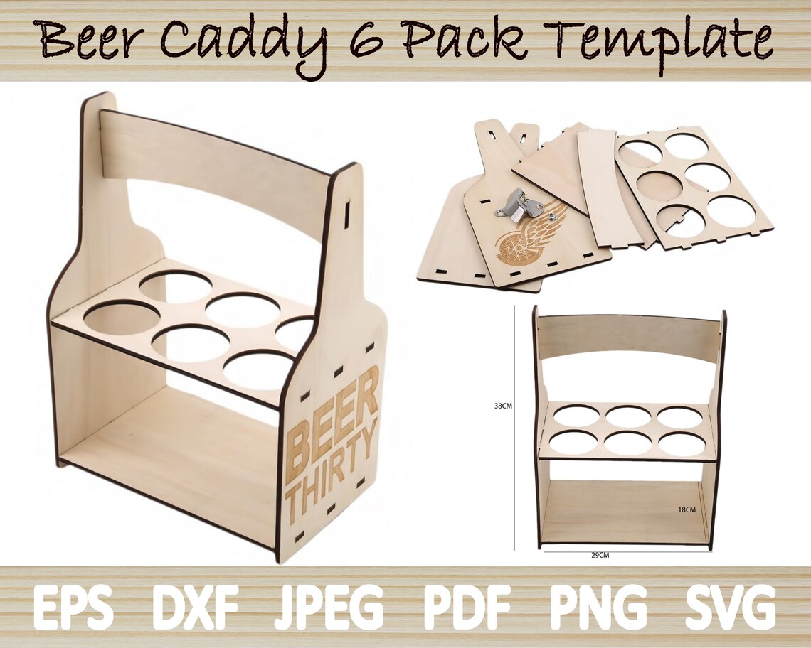 Beer Caddy 6 Pack SVG DXF Pdf Eps Png Rack With Handle Etsy