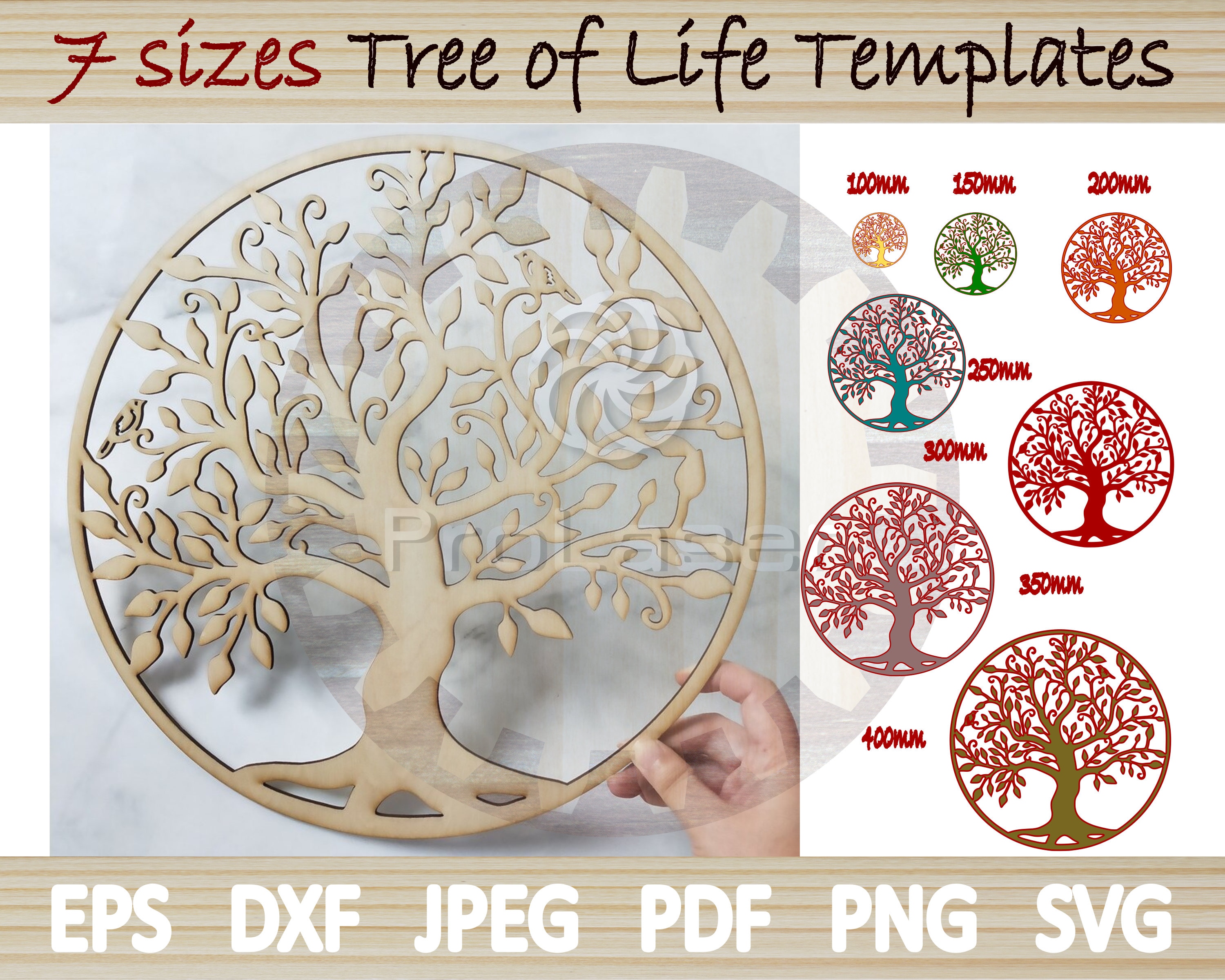 Tree of Life 7 Sizes SVG DXF Pdf Eps Png Jpeg Laser Etsy