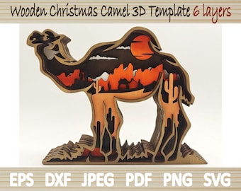Wooden Camel Christmas Ornament Template - Laser Cut DIY Decor