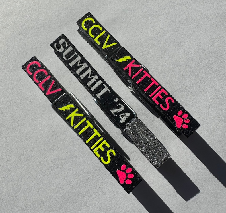 CUSTOM Cheerleading Clothespins Cheer Pins Handmade Glitter Spirit Pins