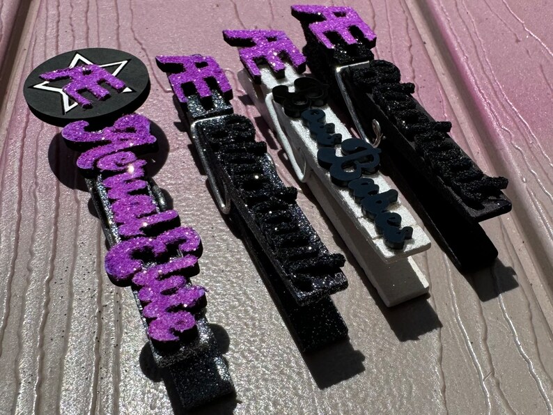 CUSTOM Cheerleading Clothespins Cheer Pins Handmade Glitter Spirit Pins Good Luck Pins Pin Me