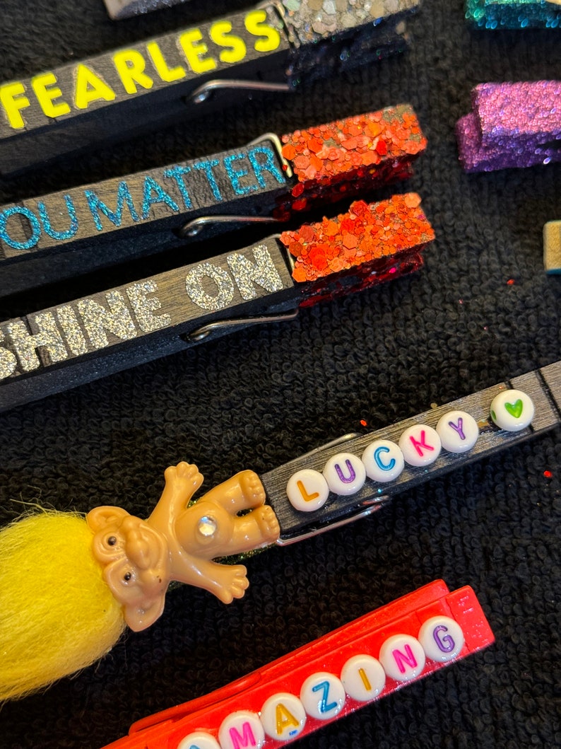 CUSTOM Cheerleading Clothespins Cheer Pins Handmade Glitter Spirit Pins