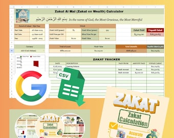 Zakat Calculator Google Sheets Template Islamic Tool Muslim Finance Digital Planner Charity Tracker