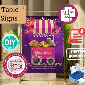 Pani Puri Puchka Gol Gappa Stall Station Table Sign | Printable A2 A3 A4 A5 | Dholki Mehendi Wedding Decor | Desi Indian Food Digital