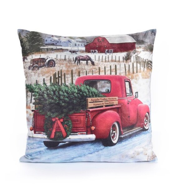 NEW Christmas vintage truck throw pillow cover Etsy
