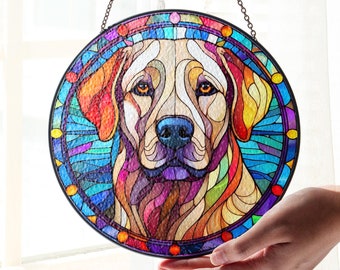 Dog Glass Suncatcher, Pet Stained Glass Sun Catcher, Vintage Glass Suncatcher Gift Idea For Dog Mom, Dog Dad, Dog Lover, Dog Face Suncatcher