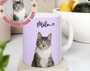 Custom Cat Mug, Pet Portrait Mug, Custom Pet Mug Based On Photo, Cat Mom Personalized Gift, Cat Dad Gift, Cat Adoption Gift, New Kitten Gift