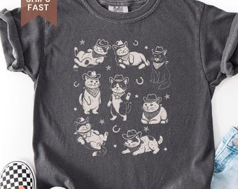 Funny Cat Cowboys Kids Tee, Silly Kittens Shirt For Kids, Teens, Retro Country Shirt, Western Cat Cowboy Shirt, Funny Gift For Cat Lovers