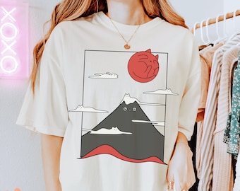 Funny Cat Graphic Shirt, Unisex Comfort Color Shirt For Cat Lover, Funny Cat Mom Gift, Funny Shirt For A Cat Lover, Japanese Cat Graphic Tee