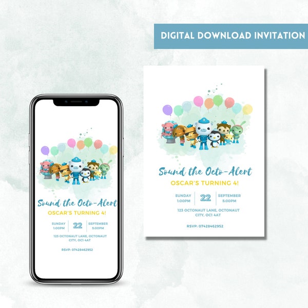 Octonauts Digital Birthday Party Invitation | Instant Download | Editable Canva Template