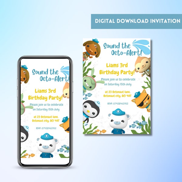 Octonauts Digital Birthday Party Invitation | Instant Download | Editable Canva Template