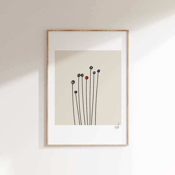 ABSTRAKTE BLUMEN, Poster, Florale Illustration, Minimalistische Zeichnung, Strichzeichnung, Line Art, Wanddeko, Zeichnung, Abstrakte Kunst