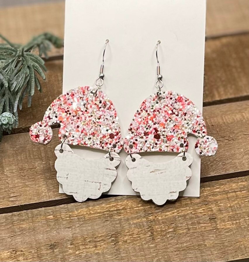 Christmas earrings Santa earrings sparkly earrings holiday