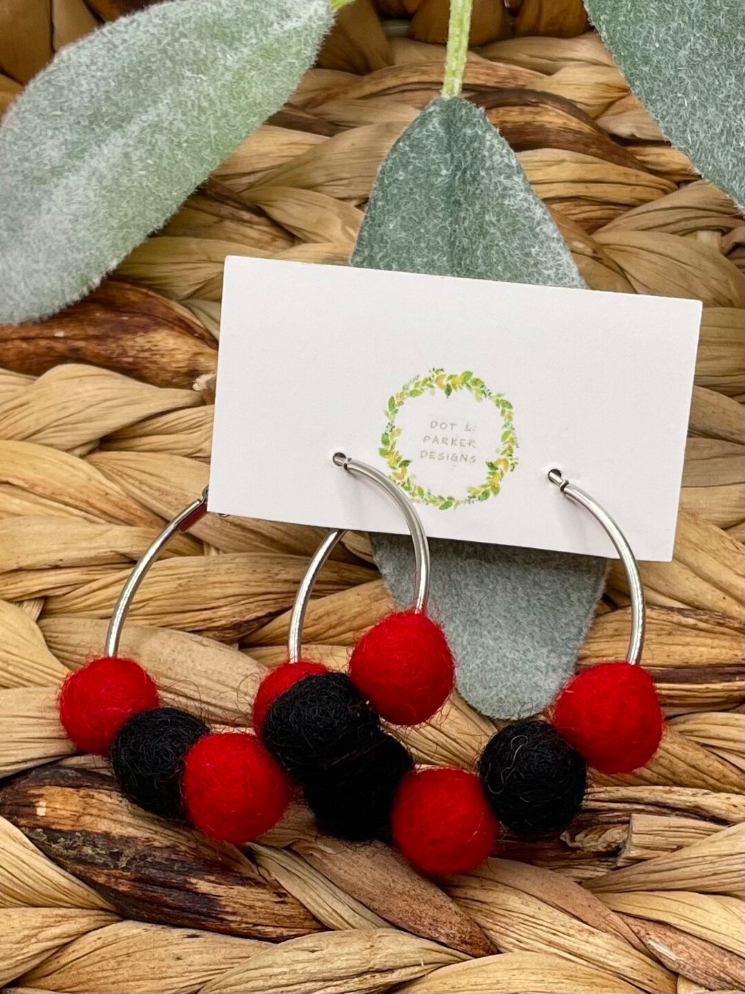 Red & Black Jersey Earrings main image 0