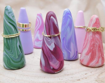 Ringhalter Kegel in verschiedenen Farben, Unikate aus Polymer Clay,  kleine Aufbewahrung für Schmuck und Ringe