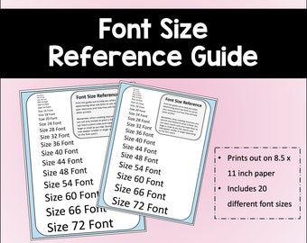 Font Size Reference Guide for Resources and Documents - Etsy