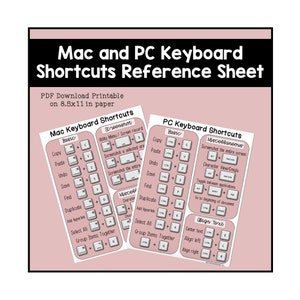 Tastaturkürzel Referenzblatt (Mac & PC) zum Ausdrucken