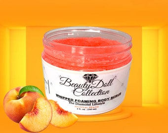 Peach Body Scrub, Foaming Peach Body Scrub, Cleansing Exfoliating Scrub, Body Scrub for Sensitive Skin