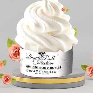 Creamy Vanilla Body Butter, Vanilla Whipped Body Butter, Body Butter for all skin types, Shea Butter Cocoa Butter