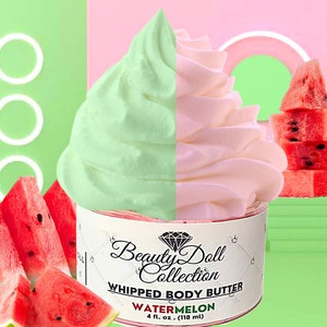 Schlagsahne Körperbutter, Wassermelone Körperbutter, Körperbutter für alle Hauttypen, Körperbutter Behandlung, Sheabutter Kakaobutter